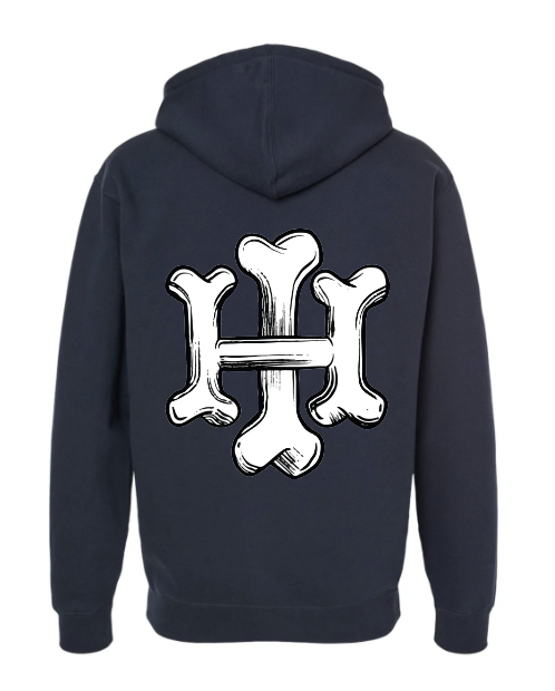Navy Bones Puff Zip Hoodie