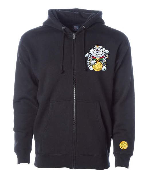 White Lucky Cat Zip Hoodie