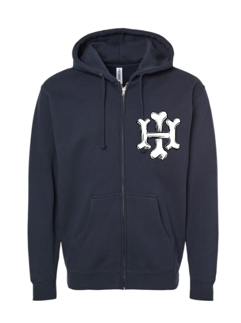 Navy Bones Puff Zip Hoodie